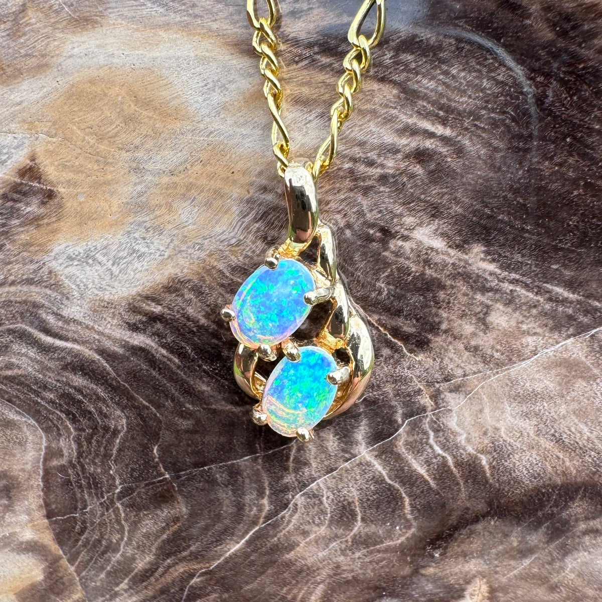 0.6ct Lightning Ridge Opal Swirl Pendant Necklace ~ 'Ningaloo Swirl' | 14ct Yellow Gold | Solid Australian Opal