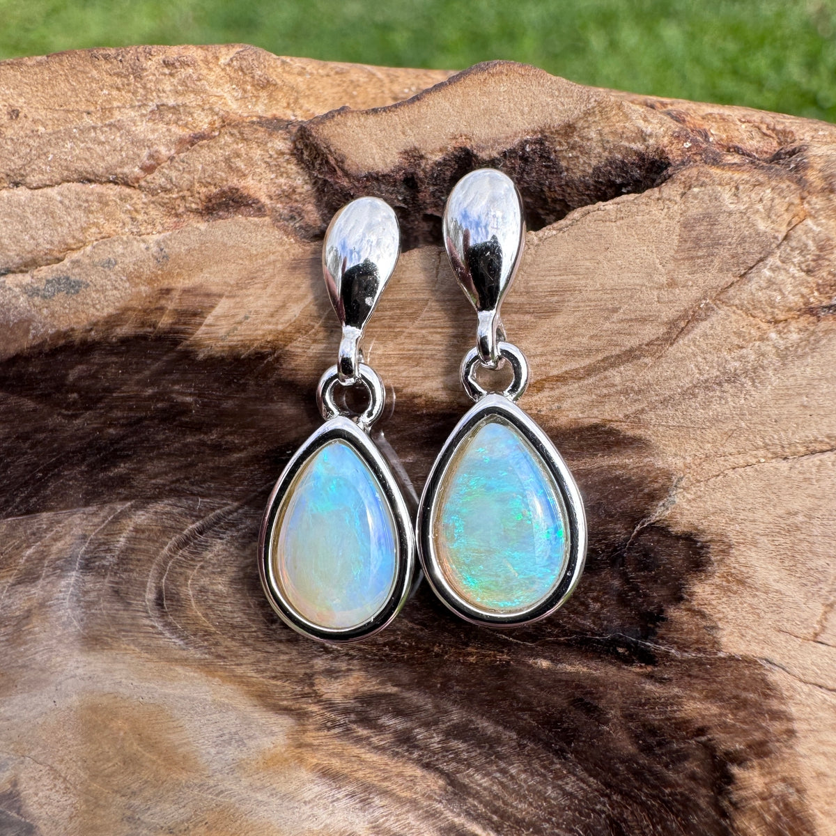 1.7ct Coober Pedy Crystal Opal Stud Drop Earrings ~ 'Rottnest Dew' | 925 Sterling Silver | Solid Australian Opal