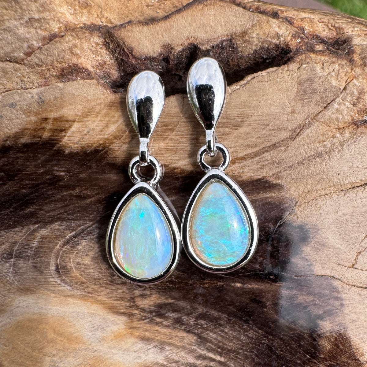 1.7ct Coober Pedy Crystal Opal Stud Drop Earrings ~ 'Rottnest Dew' | 925 Sterling Silver | Solid Australian Opal