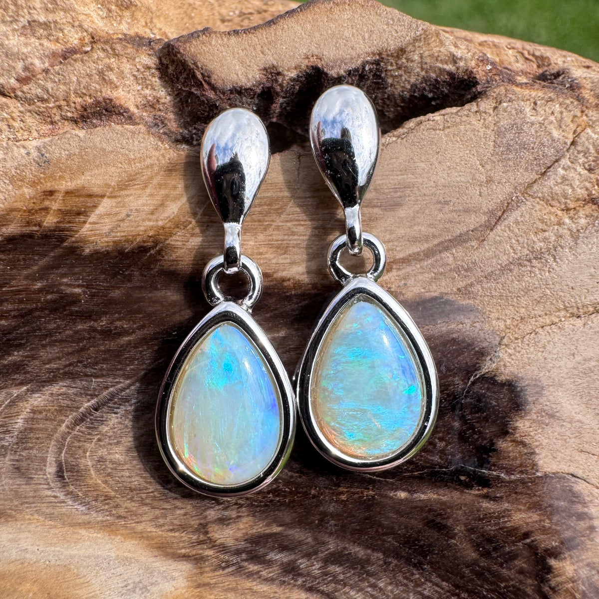 1.7ct Coober Pedy Crystal Opal Stud Drop Earrings ~ 'Rottnest Dew' | 925 Sterling Silver | Solid Australian Opal