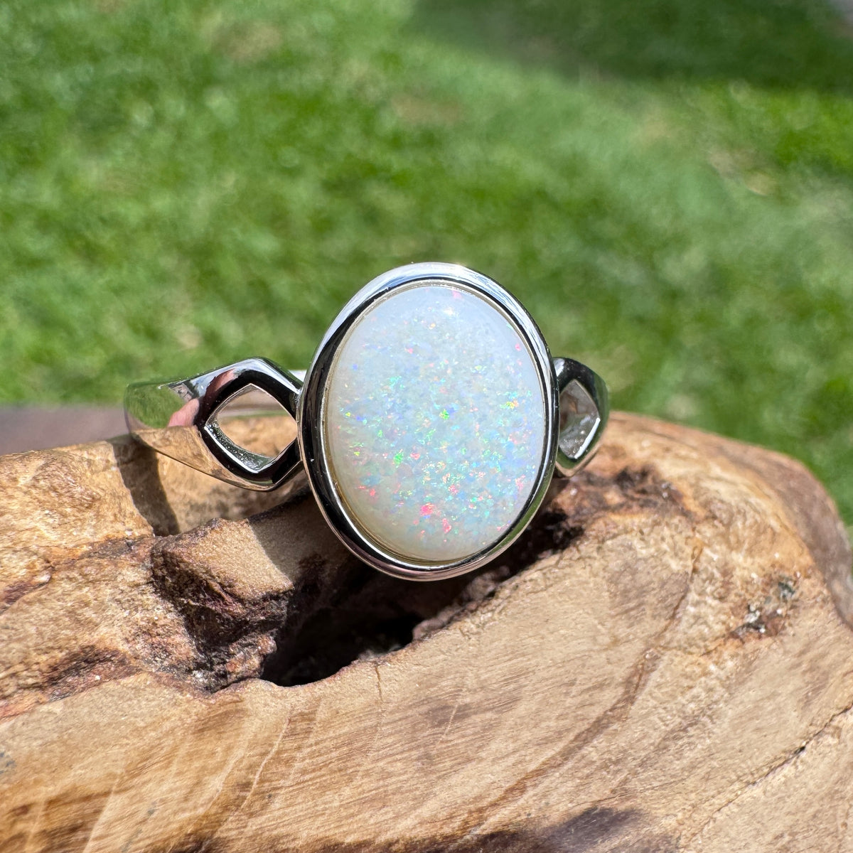 1.9ct Coober Pedy Opal Ring ~ 'Cape Leveque Fire' | 925 Sterling Silver | Solid Australian Opal