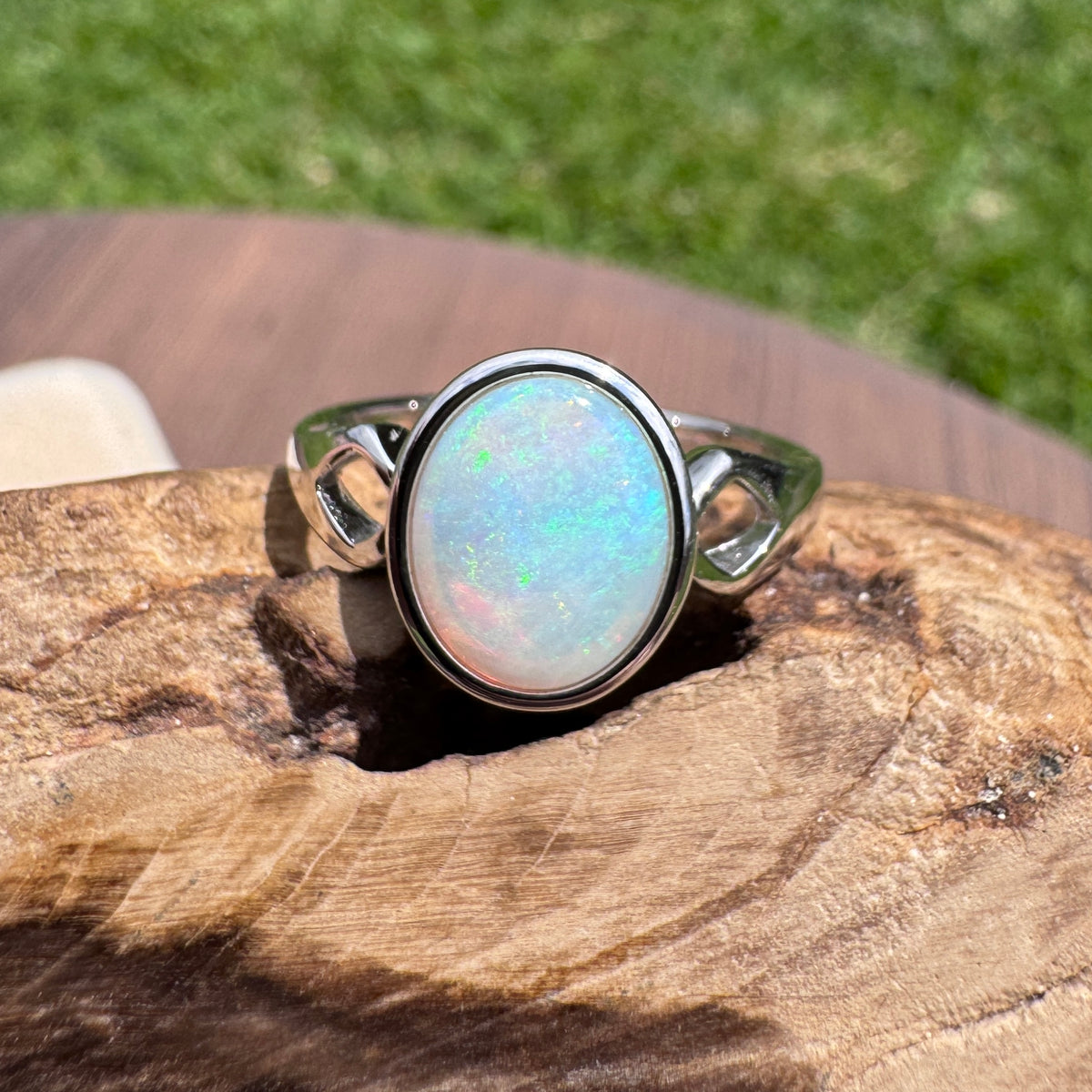 1.8ct Lightning Ridge Opal Ring ~ 'Shell Beach Blues' | 925 Sterling Silver | Solid Australian Opal