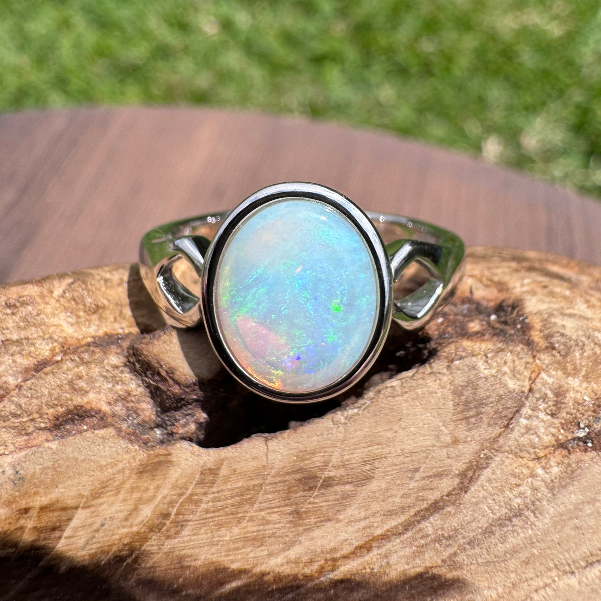 1.8ct Lightning Ridge Opal Ring ~ 'Shell Beach Blues' | 925 Sterling Silver | Solid Australian Opal