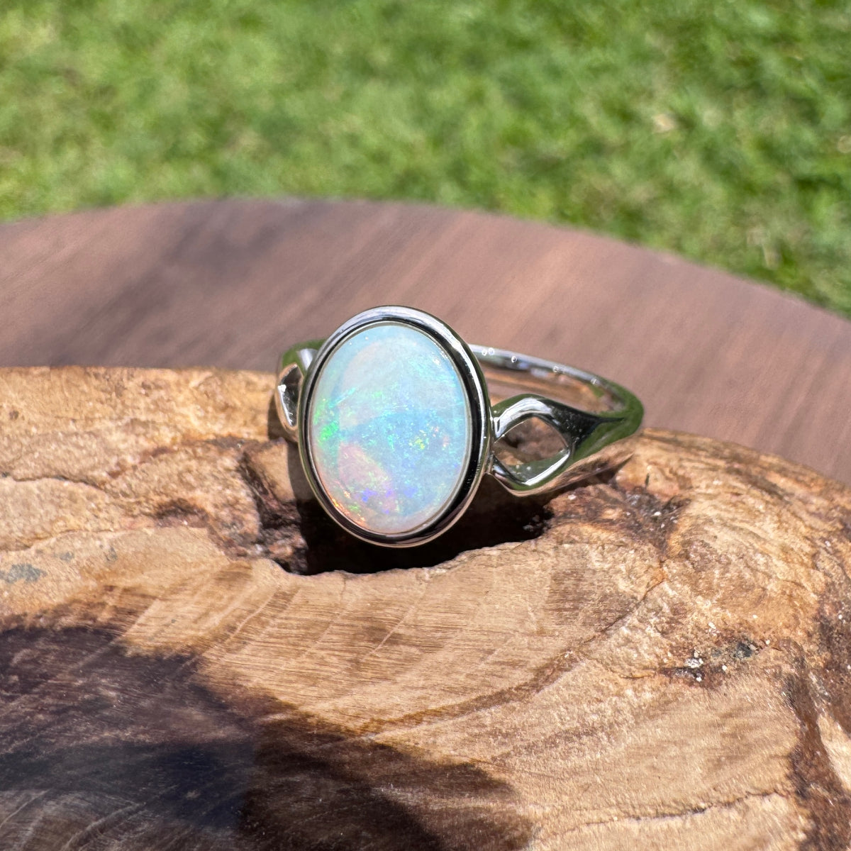 1.8ct Lightning Ridge Opal Ring ~ 'Shell Beach Blues' | 925 Sterling Silver | Solid Australian Opal