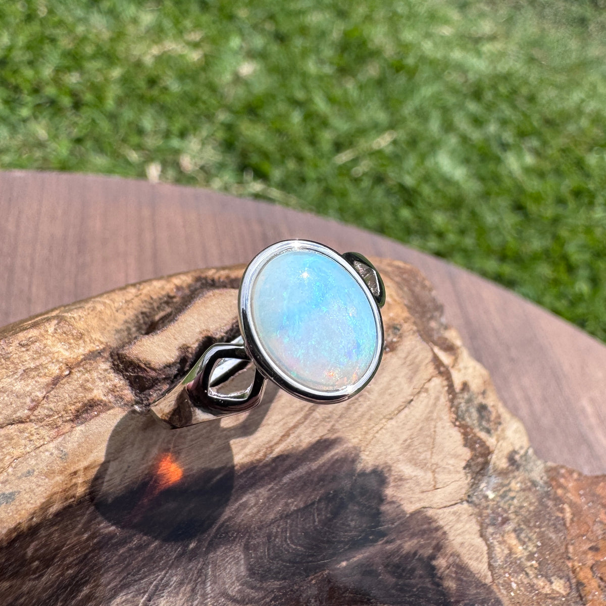 1.8ct Lightning Ridge Opal Ring ~ 'Shell Beach Blues' | 925 Sterling Silver | Solid Australian Opal