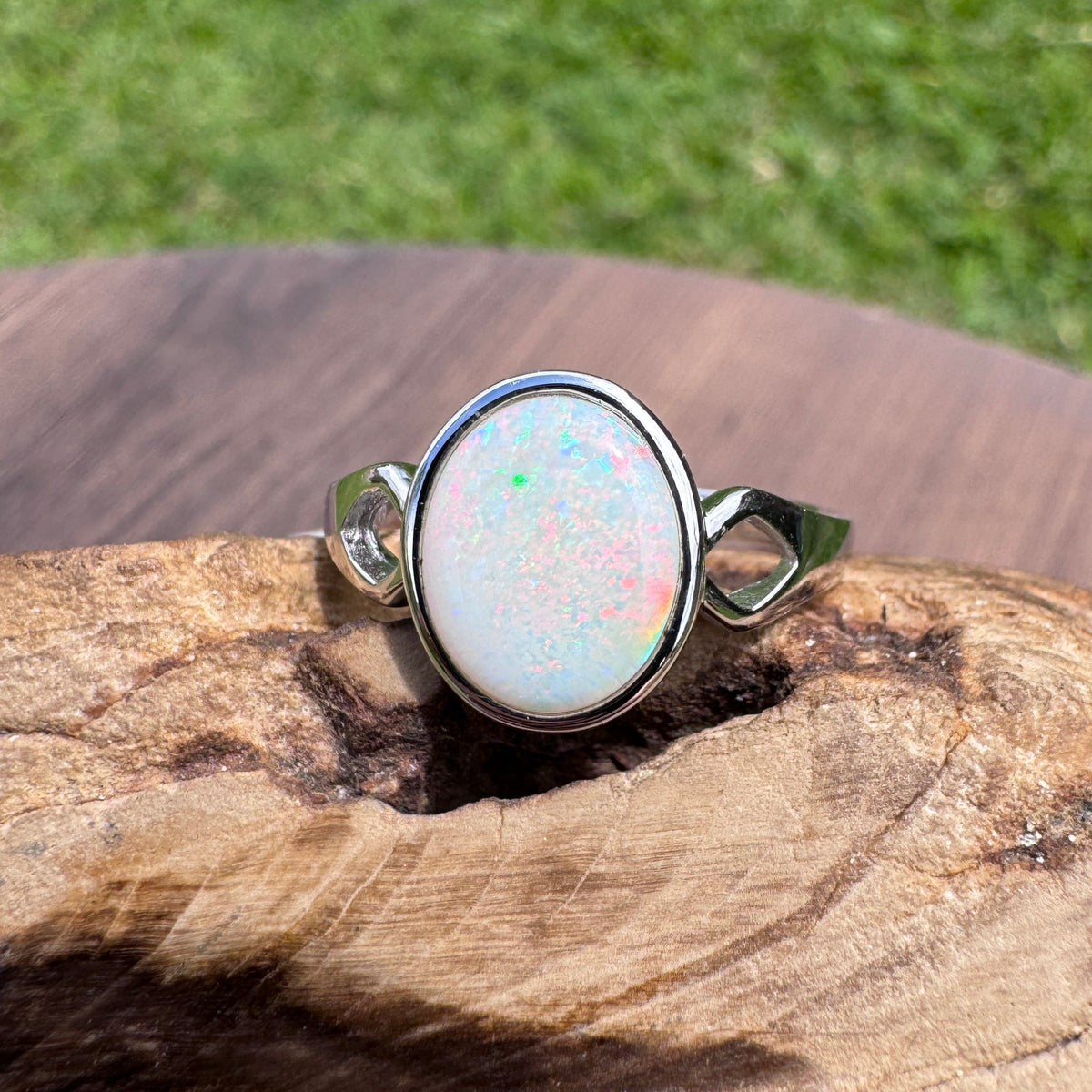 1.9ct Coober Pedy Opal Ring ~ 'Bicheno Fire' | 925 Sterling Silver | Solid Australian Opal