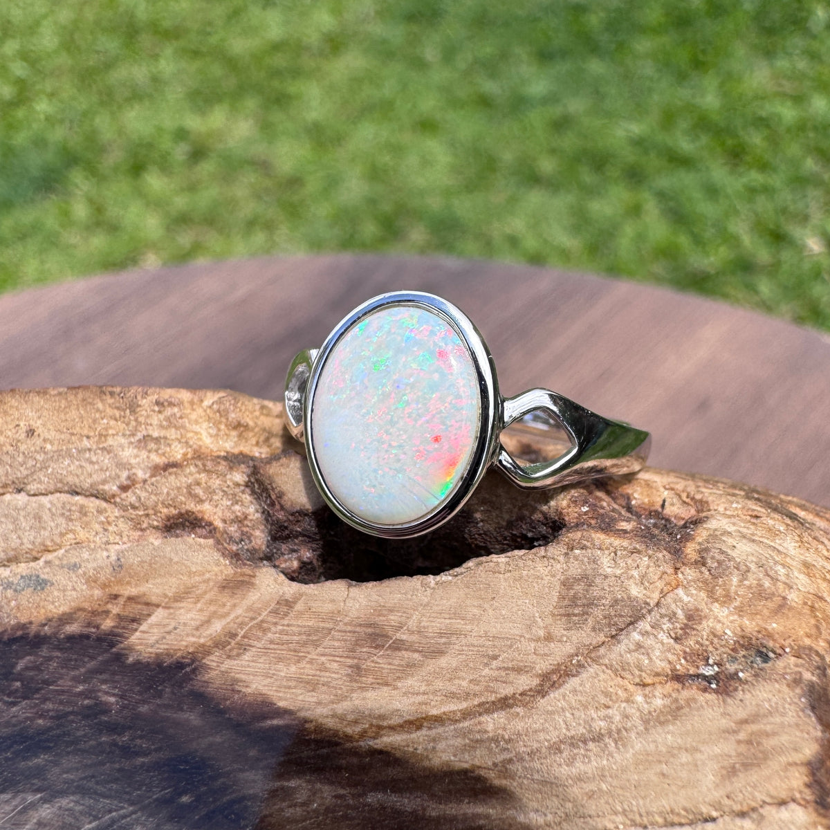 1.9ct Coober Pedy Opal Ring ~ 'Bicheno Fire' | 925 Sterling Silver | Solid Australian Opal