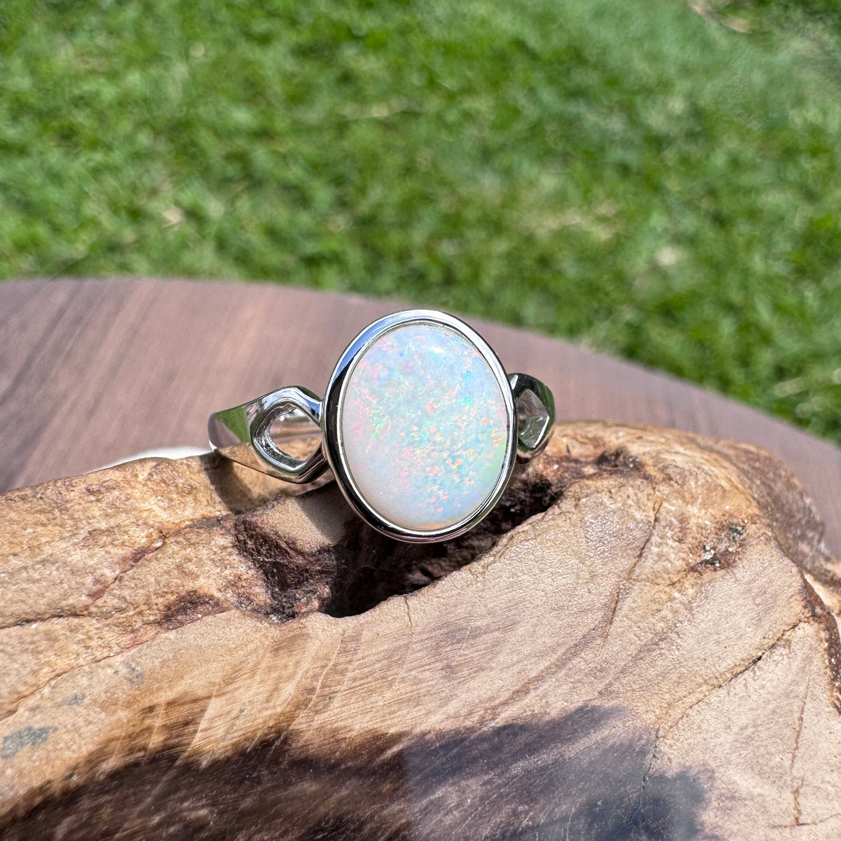 1.9ct Coober Pedy Opal Ring ~ 'Bicheno Fire' | 925 Sterling Silver | Solid Australian Opal