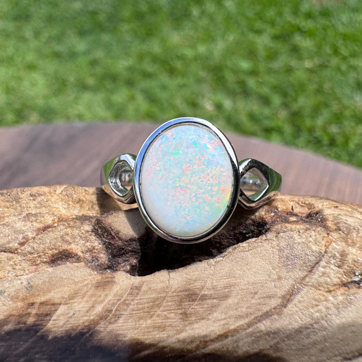 1.9ct Coober Pedy Opal Ring ~ 'Bicheno Fire' | 925 Sterling Silver | Solid Australian Opal