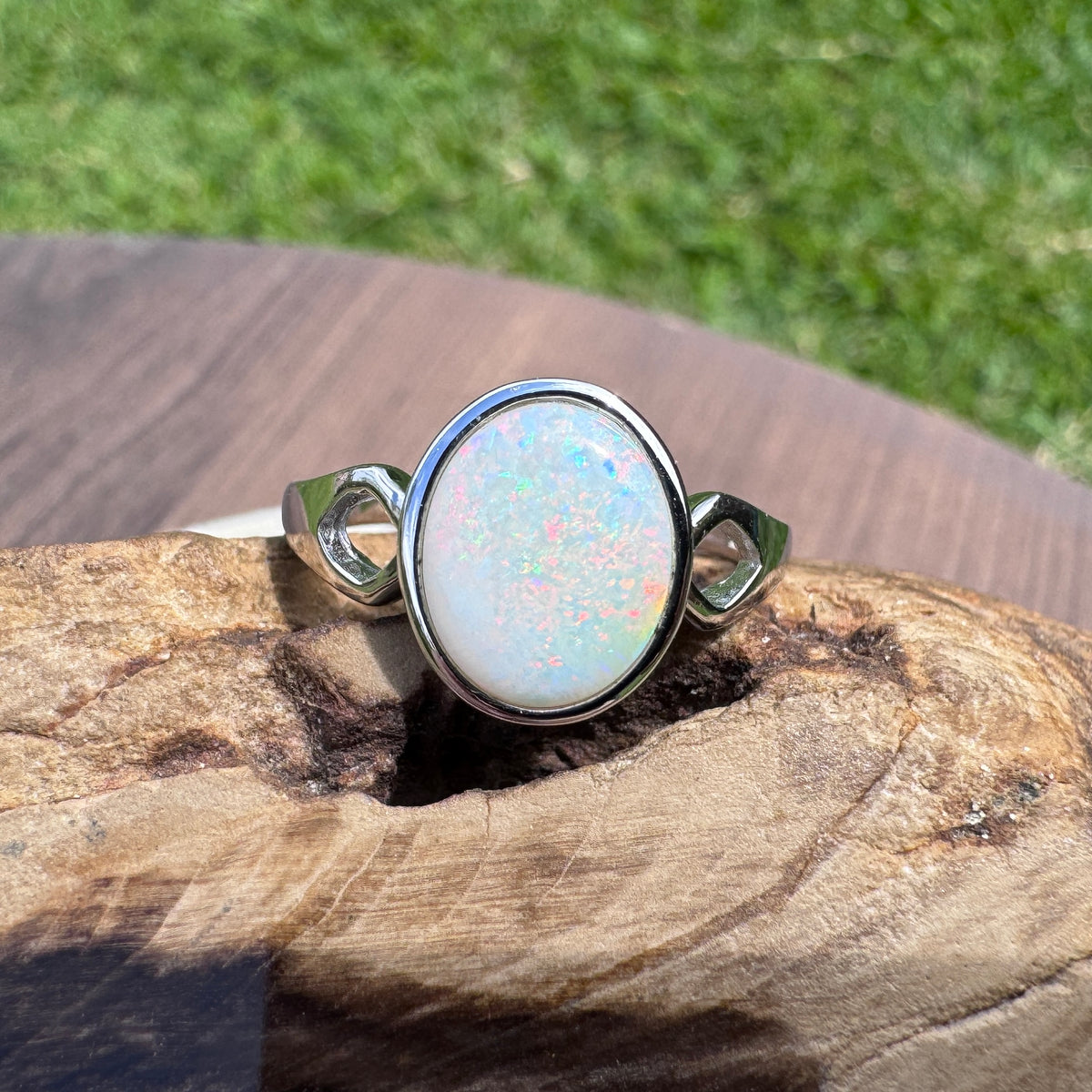 1.9ct Coober Pedy Opal Ring ~ 'Bicheno Fire' | 925 Sterling Silver | Solid Australian Opal