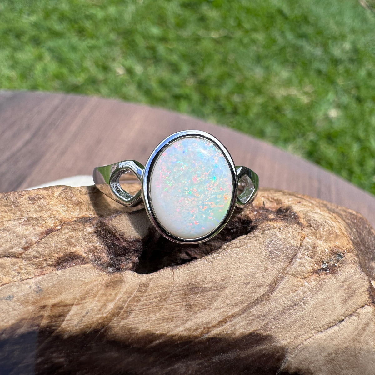 1.9ct Coober Pedy Opal Ring ~ 'Bicheno Fire' | 925 Sterling Silver | Solid Australian Opal
