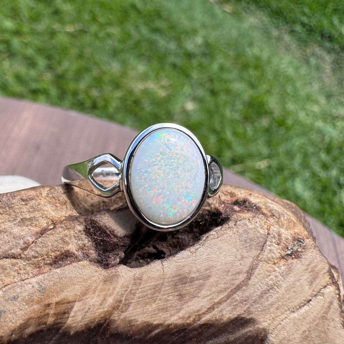 1.9ct Coober Pedy Opal Ring ~ 'Bicheno Fire' | 925 Sterling Silver | Solid Australian Opal