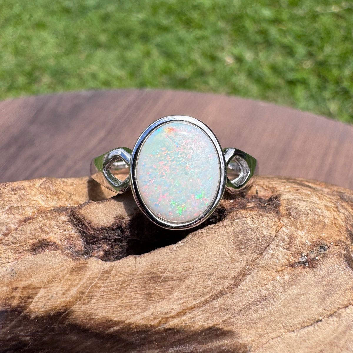 1.9ct Coober Pedy Opal Ring ~ 'Bicheno Fire' | 925 Sterling Silver | Solid Australian Opal