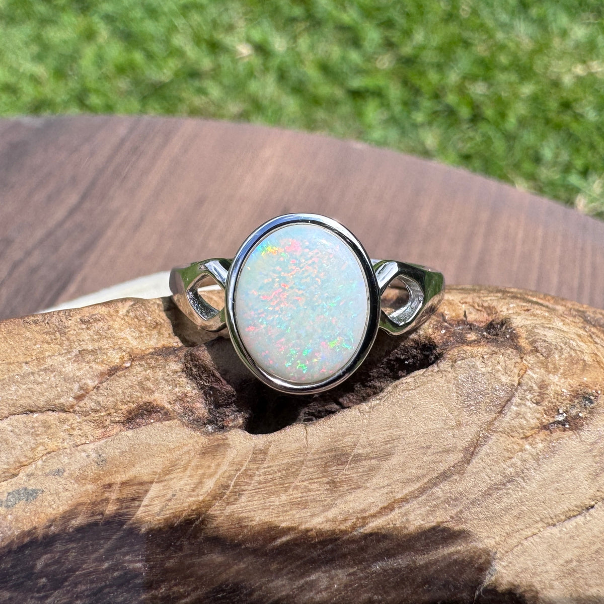 1.9ct Coober Pedy Opal Ring ~ 'Bicheno Fire' | 925 Sterling Silver | Solid Australian Opal