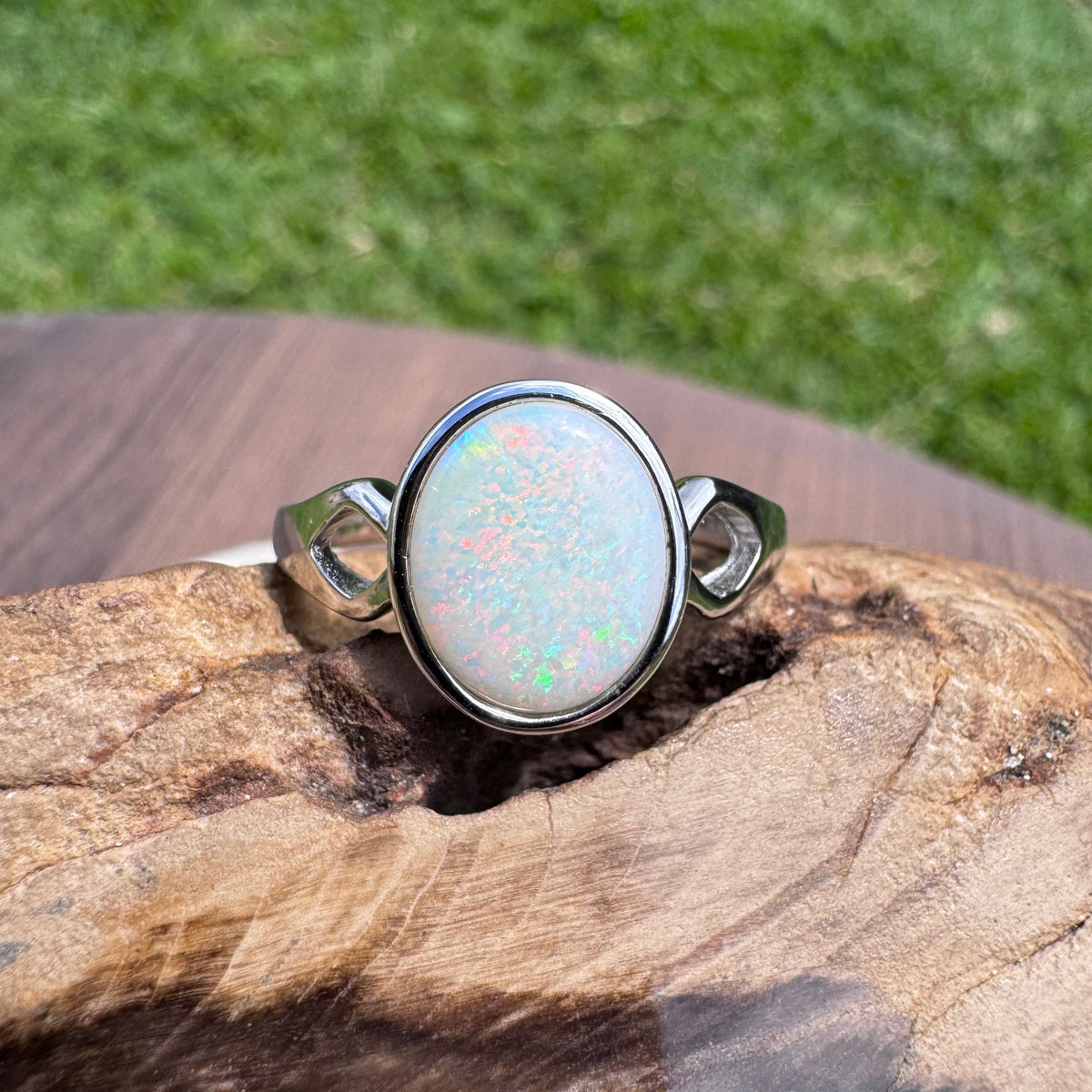 1.9ct Coober Pedy Opal Ring ~ 'Bicheno Fire' | 925 Sterling Silver | Solid Australian Opal