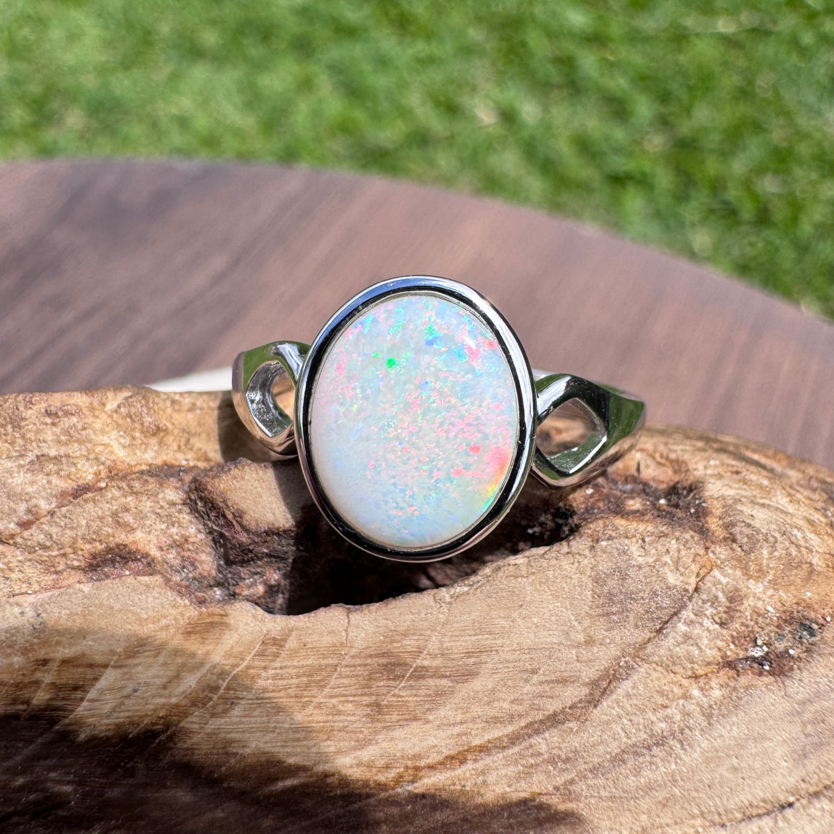 1.9ct Coober Pedy Opal Ring ~ 'Bicheno Fire' | 925 Sterling Silver | Solid Australian Opal