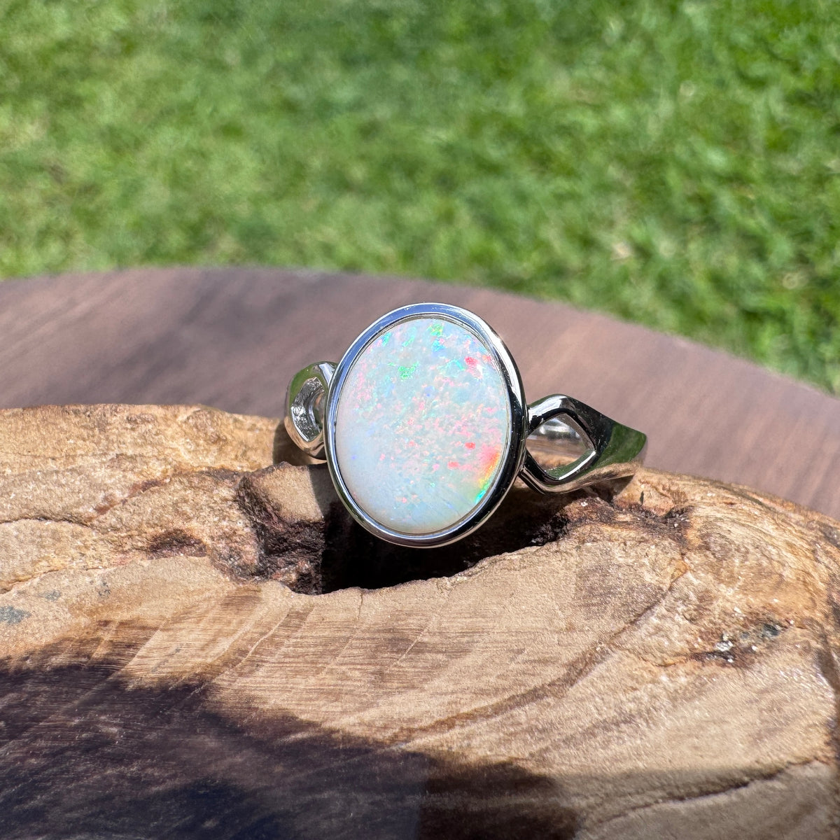 1.9ct Coober Pedy Opal Ring ~ 'Bicheno Fire' | 925 Sterling Silver | Solid Australian Opal