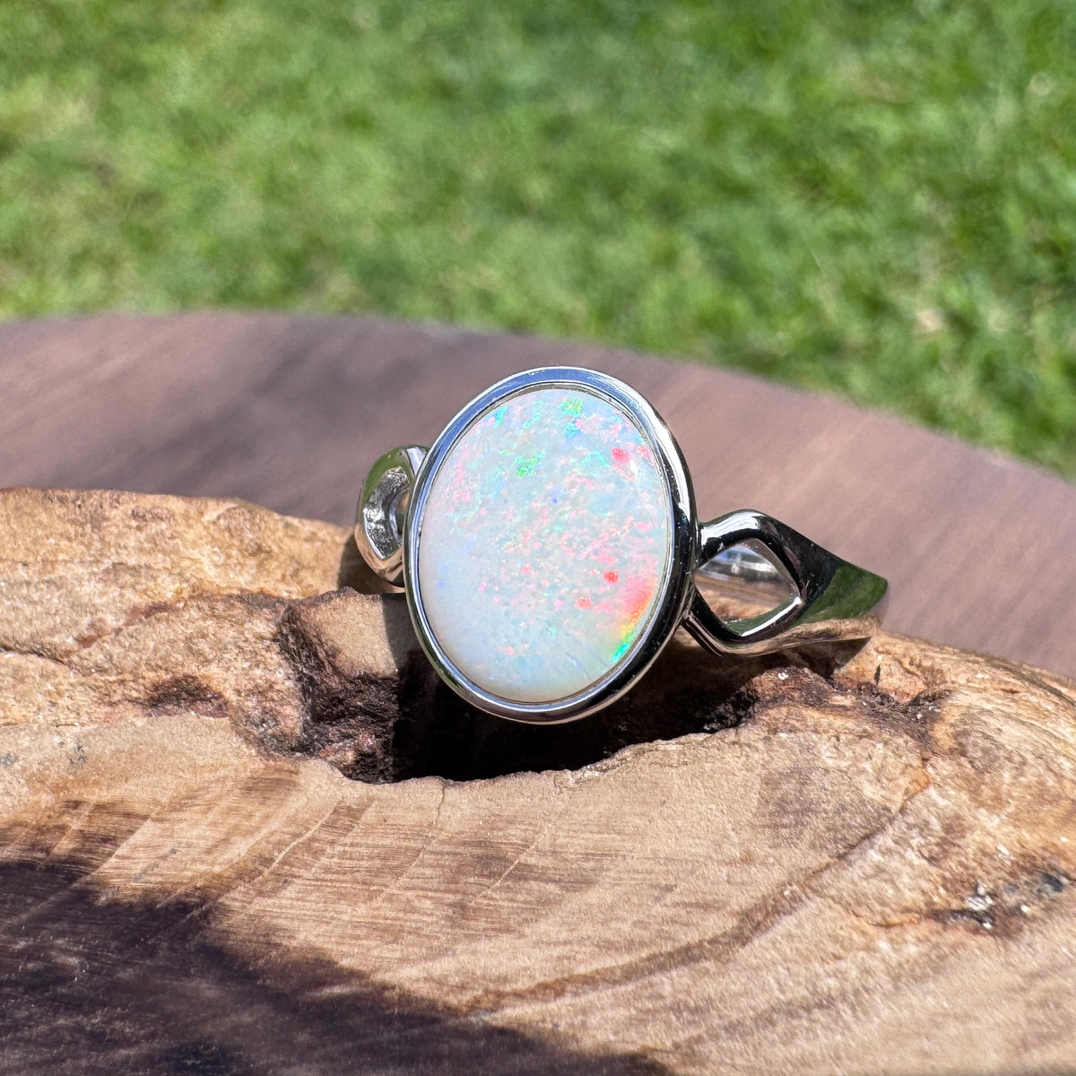 1.9ct Coober Pedy Opal Ring ~ 'Bicheno Fire' | 925 Sterling Silver | Solid Australian Opal