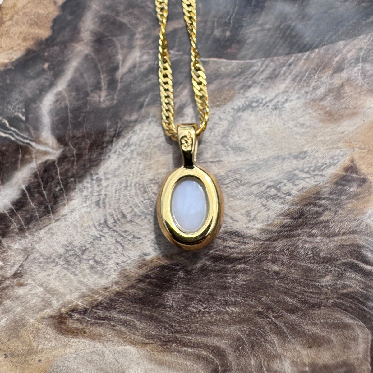 0.9ct Coober Pedy Opal Pendant Necklace ~ 'Leonora Gold' | Yellow Gold Coated 925 Sterling Silver | Solid Australian Opal