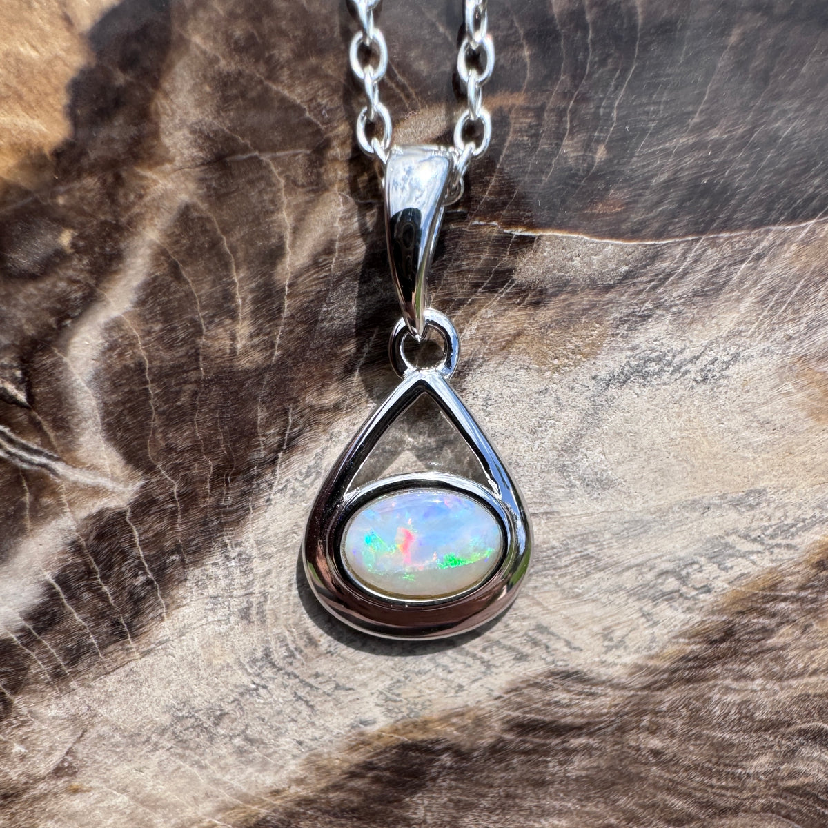 0.7ct Coober Pedy Opal Pendant Necklace ~ 'Wilpena Glow' | 925 Sterling Silver | Solid Australian Opal