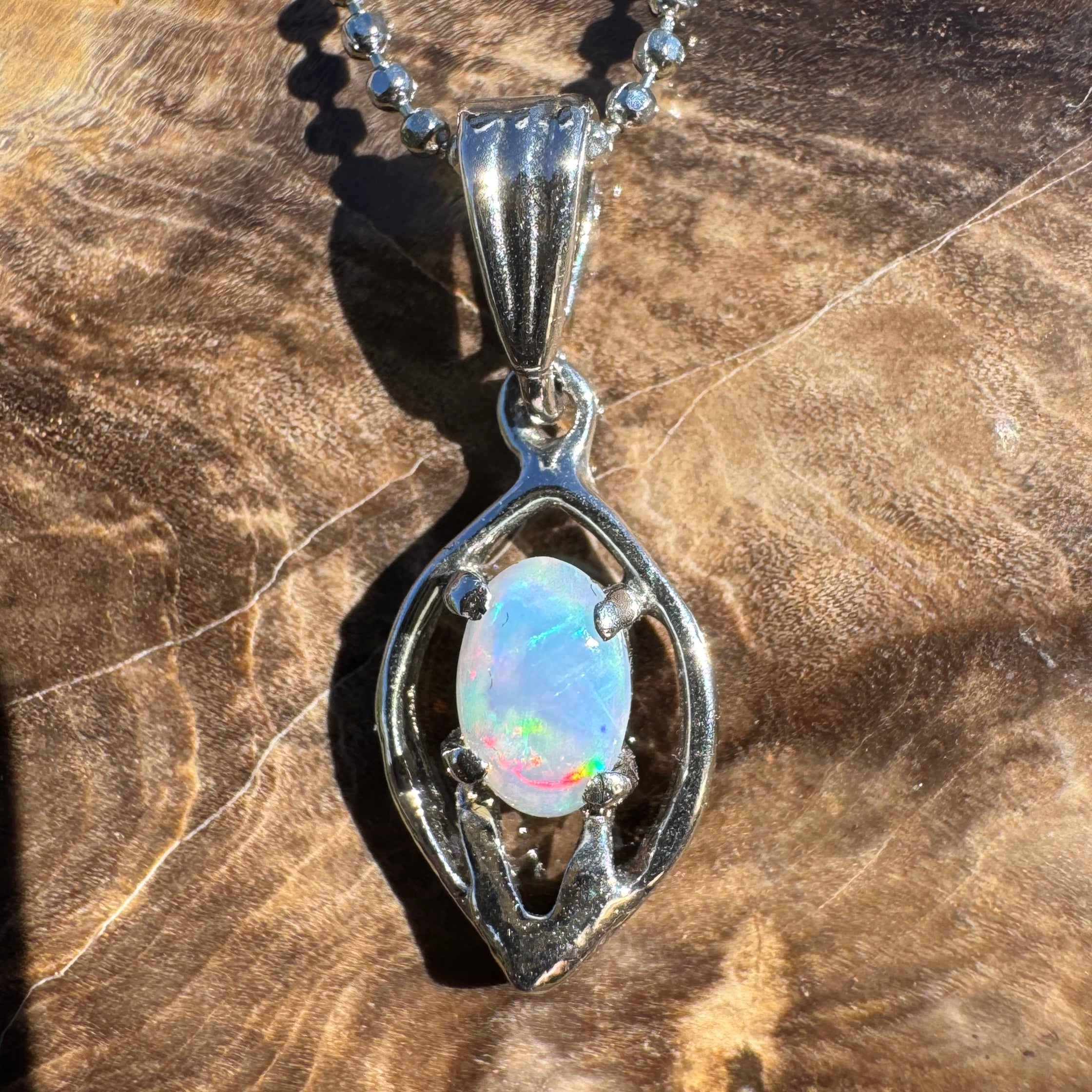 0.4ct Lightning Ridge Opal Pendant Necklace ~ 'Wallangulla Ember' | 925 Sterling Silver | Solid Australian Opal