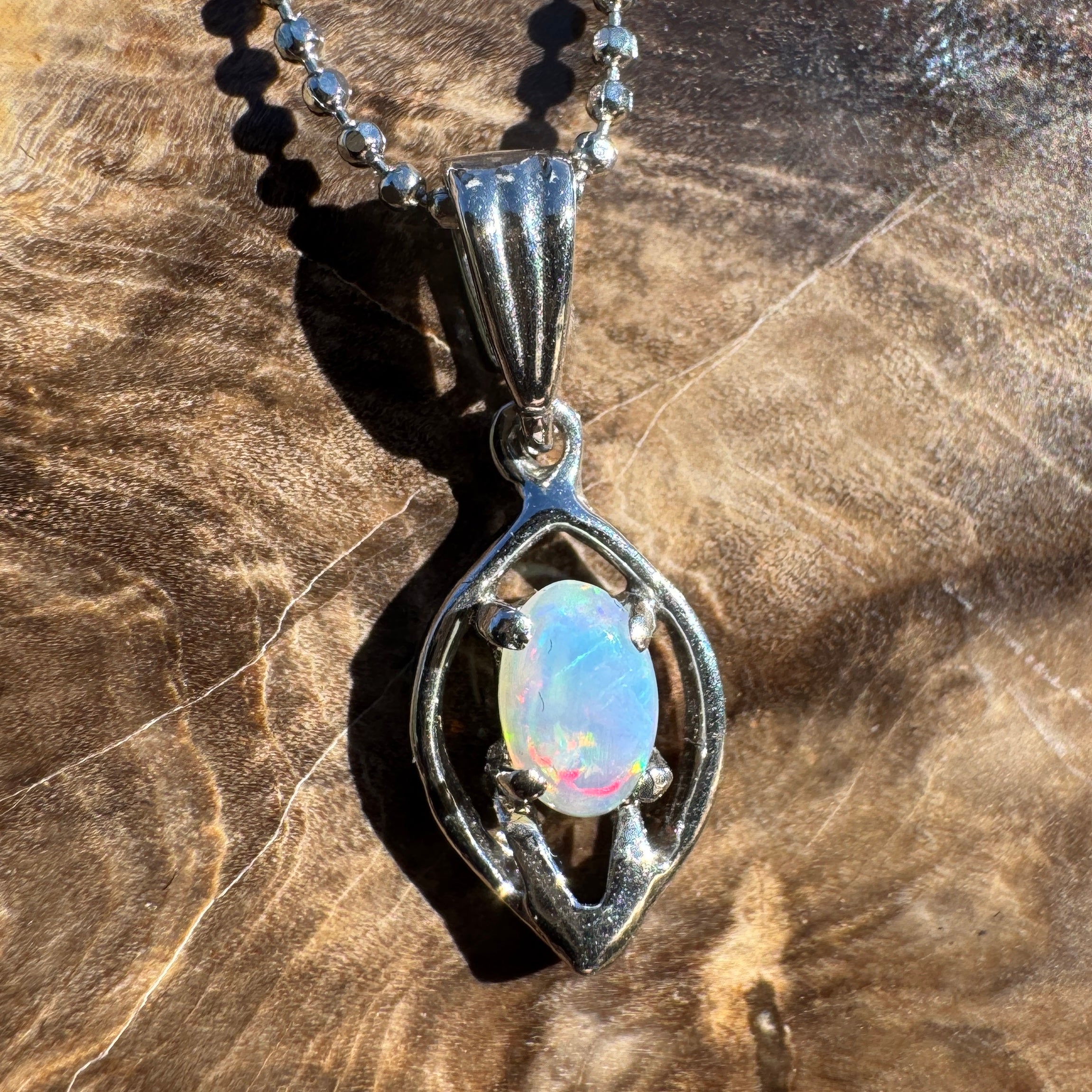 0.4ct Lightning Ridge Opal Pendant Necklace ~ 'Wallangulla Ember' | 925 Sterling Silver | Solid Australian Opal