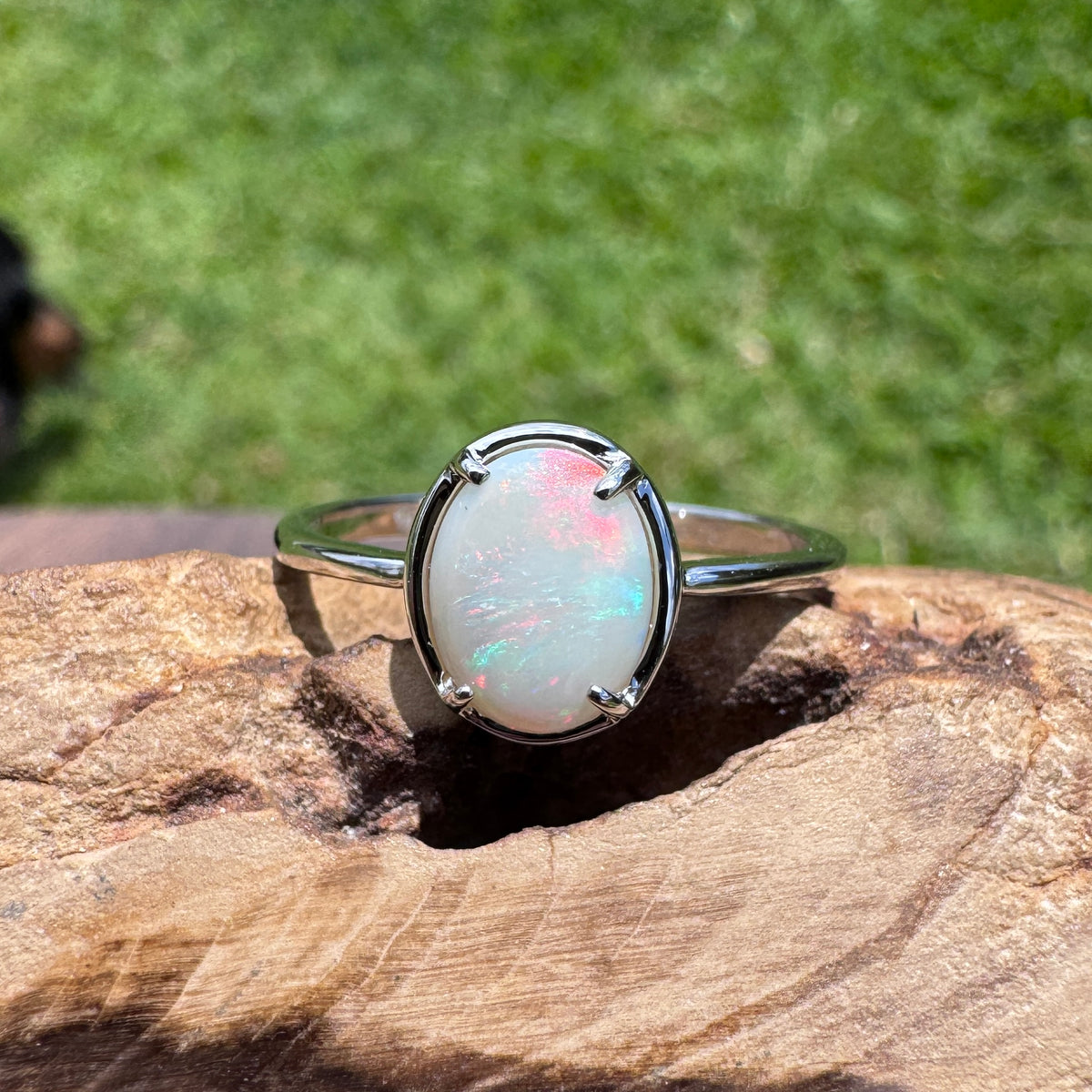 1.1ct Coober Pedy Opal Ring ~ 'Arkaroola Fire' | 925 Sterling Silver | Solid Australian Opal