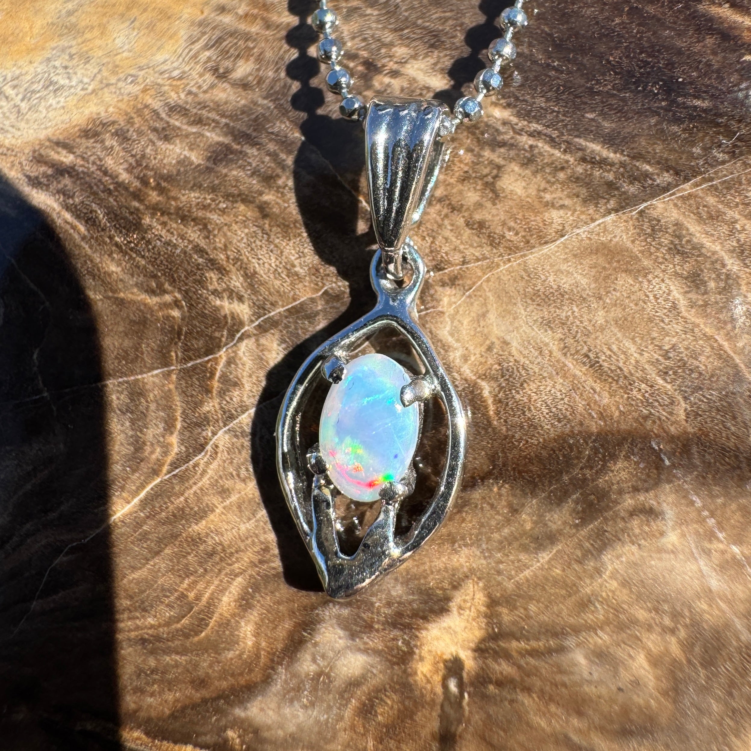0.4ct Lightning Ridge Opal Pendant Necklace ~ 'Wallangulla Ember' | 925 Sterling Silver | Solid Australian Opal