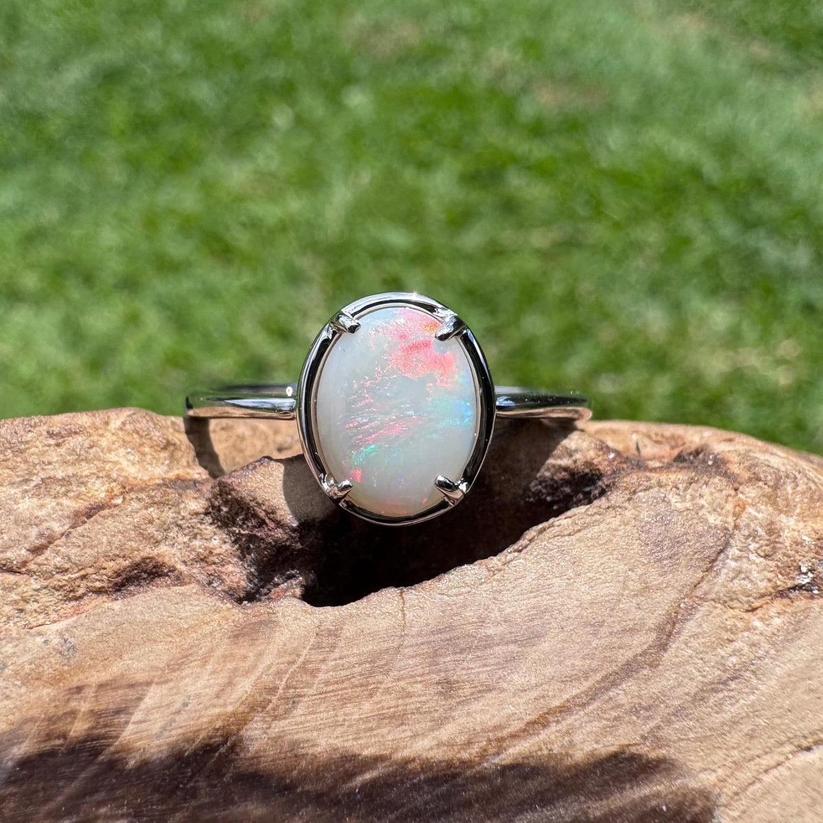 1.1ct Coober Pedy Opal Ring ~ 'Arkaroola Fire' | 925 Sterling Silver | Solid Australian Opal