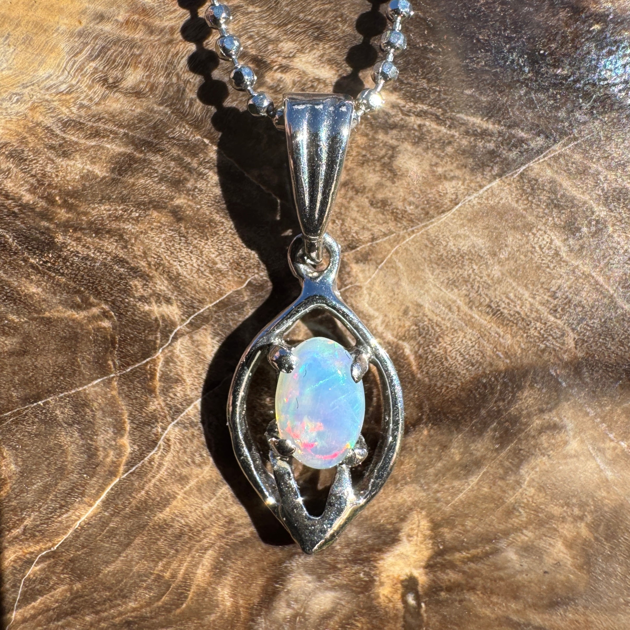 0.4ct Lightning Ridge Opal Pendant Necklace ~ 'Wallangulla Ember' | 925 Sterling Silver | Solid Australian Opal