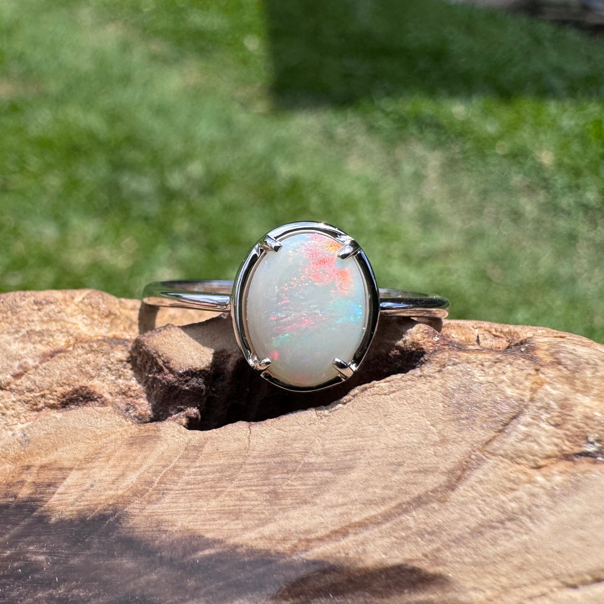 1.1ct Coober Pedy Opal Ring ~ 'Arkaroola Fire' | 925 Sterling Silver | Solid Australian Opal
