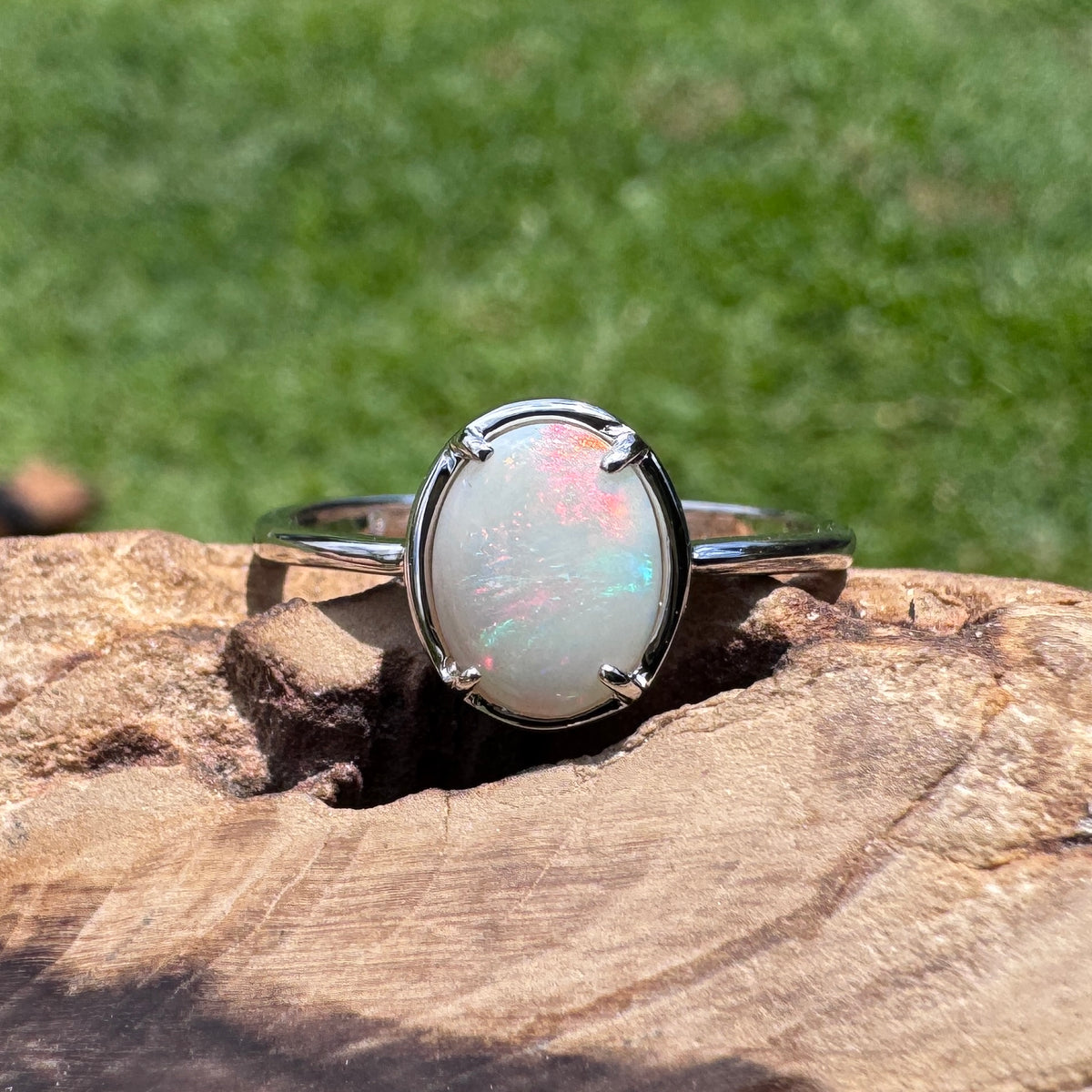 1.1ct Coober Pedy Opal Ring ~ 'Arkaroola Fire' | 925 Sterling Silver | Solid Australian Opal