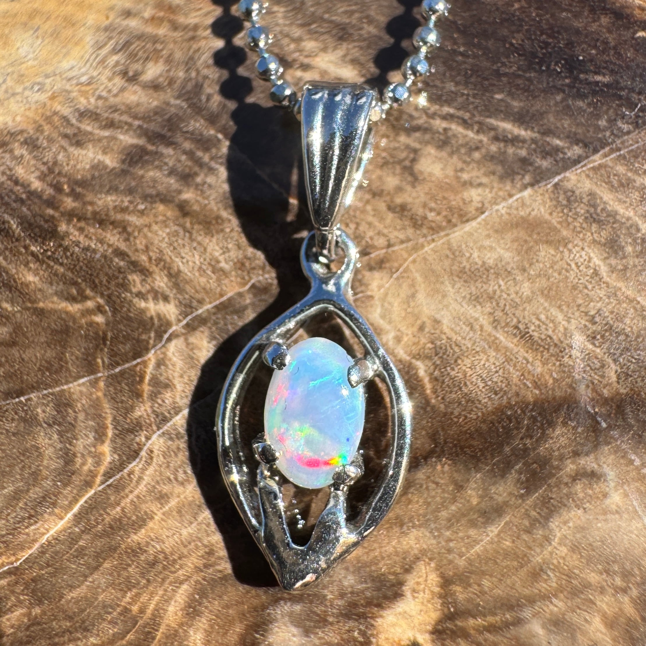 0.4ct Lightning Ridge Opal Pendant Necklace ~ 'Wallangulla Ember' | 925 Sterling Silver | Solid Australian Opal