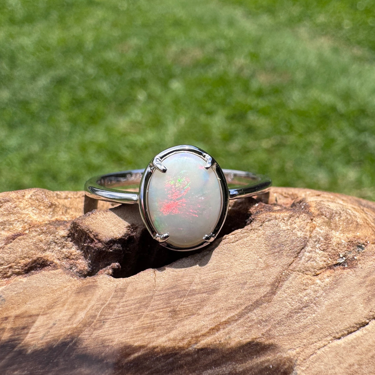 1.1ct Coober Pedy Opal Ring ~ 'Arkaroola Fire' | 925 Sterling Silver | Solid Australian Opal