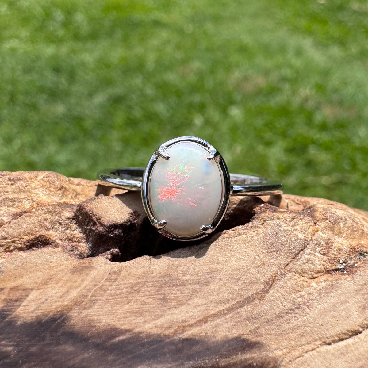 1.1ct Coober Pedy Opal Ring ~ 'Arkaroola Fire' | 925 Sterling Silver | Solid Australian Opal