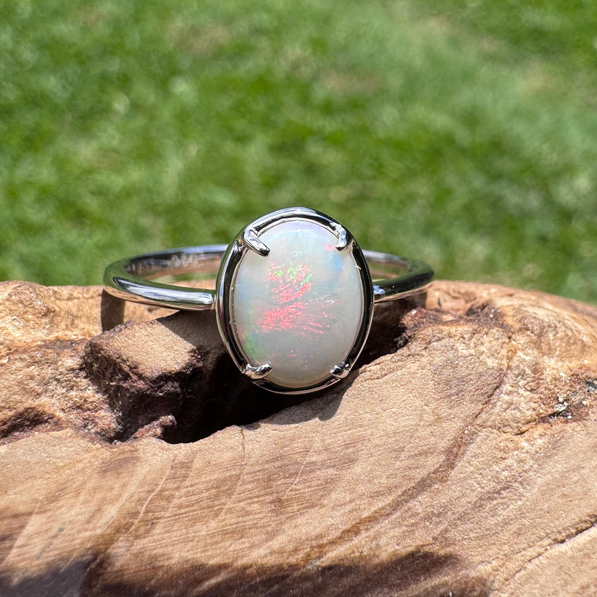 1.1ct Coober Pedy Opal Ring ~ 'Arkaroola Fire' | 925 Sterling Silver | Solid Australian Opal