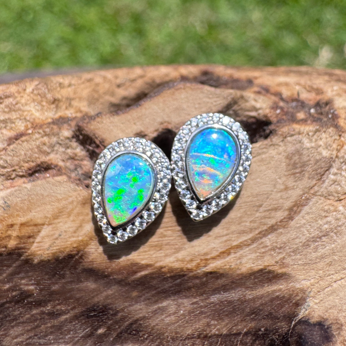 0.8ct Lightning Ridge Opal Stud Earrings ~ 'Mindil Beach Glow' | 925 Sterling Silver | Solid Australian Opal
