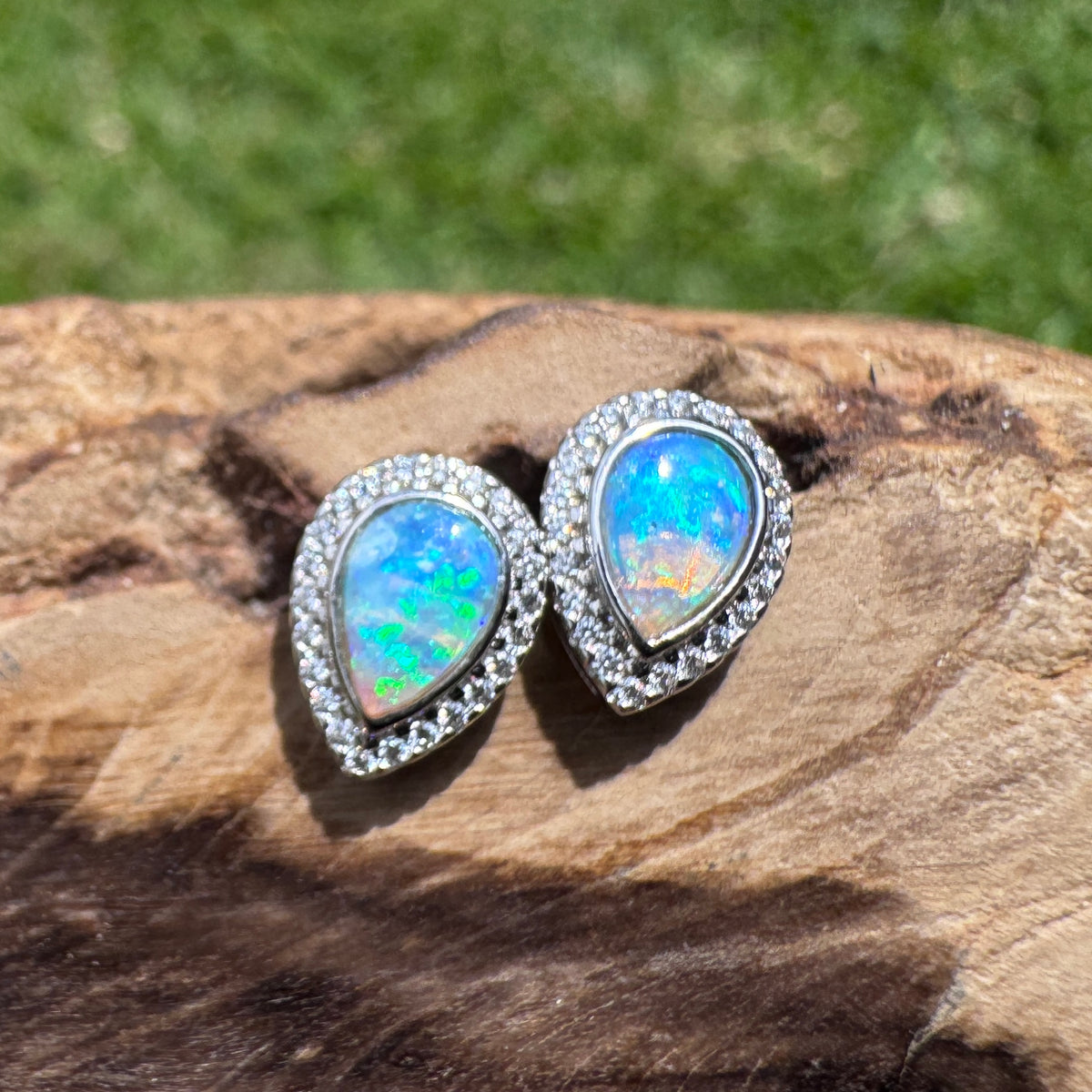 0.8ct Lightning Ridge Opal Stud Earrings ~ 'Mindil Beach Glow' | 925 Sterling Silver | Solid Australian Opal