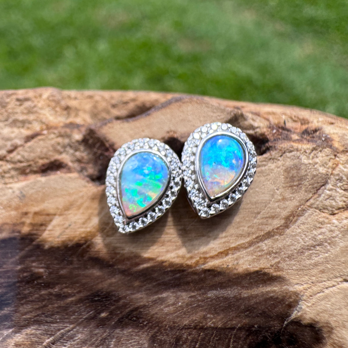 0.8ct Lightning Ridge Opal Stud Earrings ~ 'Mindil Beach Glow' | 925 Sterling Silver | Solid Australian Opal