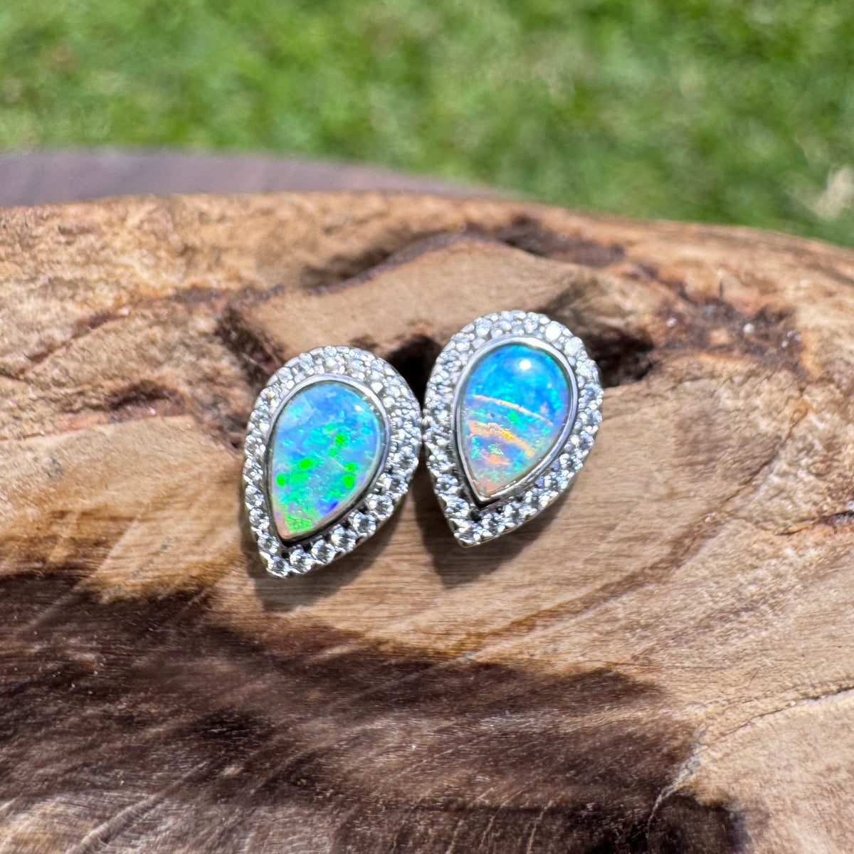 0.8ct Lightning Ridge Opal Stud Earrings ~ 'Mindil Beach Glow' | 925 Sterling Silver | Solid Australian Opal