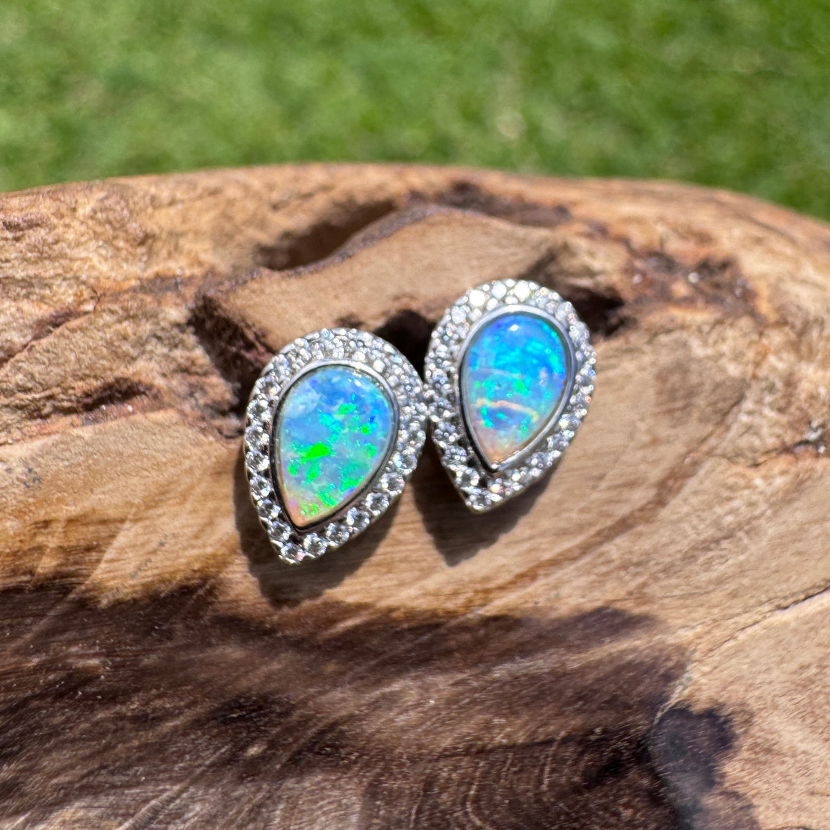 0.8ct Lightning Ridge Opal Stud Earrings ~ 'Mindil Beach Glow' | 925 Sterling Silver | Solid Australian Opal