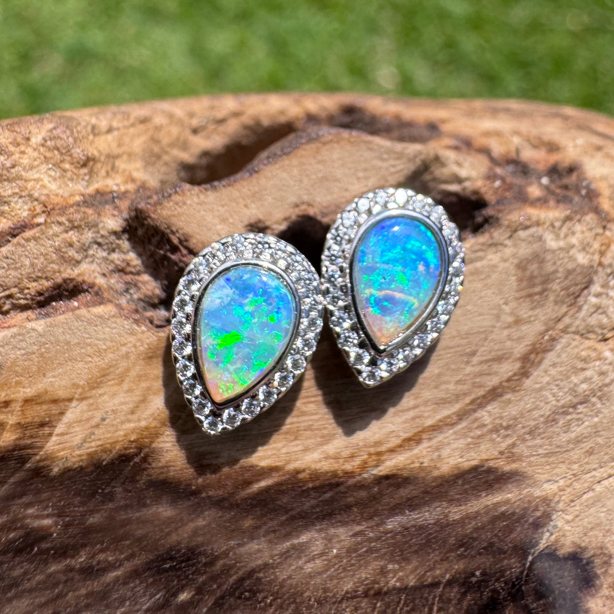 0.8ct Lightning Ridge Opal Stud Earrings ~ 'Mindil Beach Glow' | 925 Sterling Silver | Solid Australian Opal