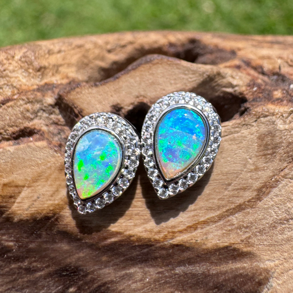 0.8ct Lightning Ridge Opal Stud Earrings ~ 'Mindil Beach Glow' | 925 Sterling Silver | Solid Australian Opal