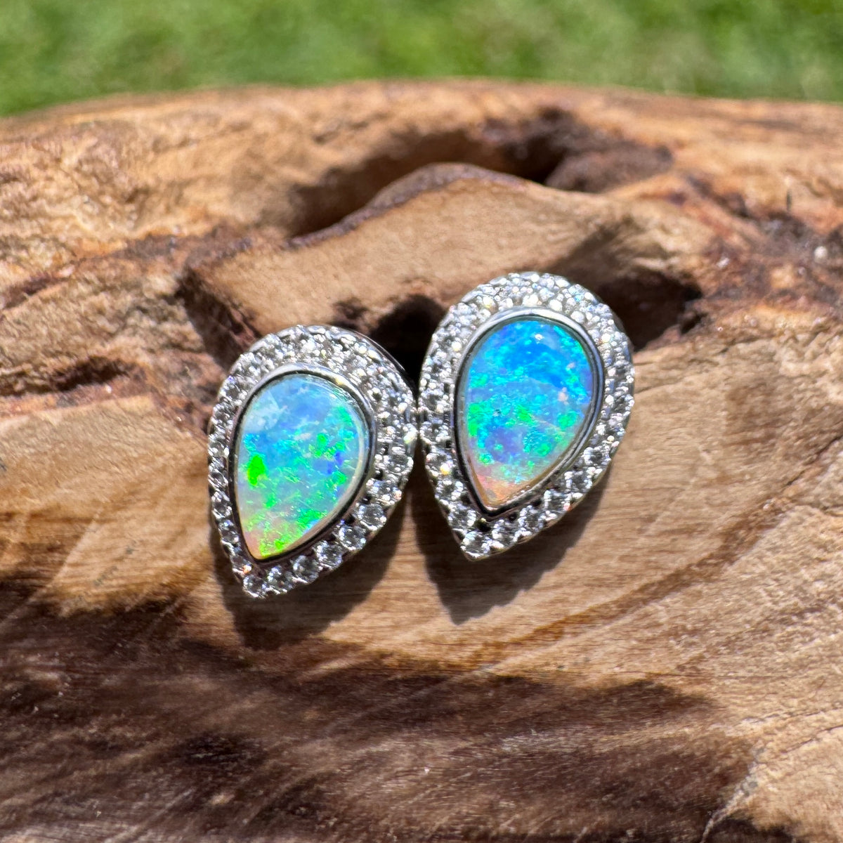 0.8ct Lightning Ridge Opal Stud Earrings ~ 'Mindil Beach Glow' | 925 Sterling Silver | Solid Australian Opal