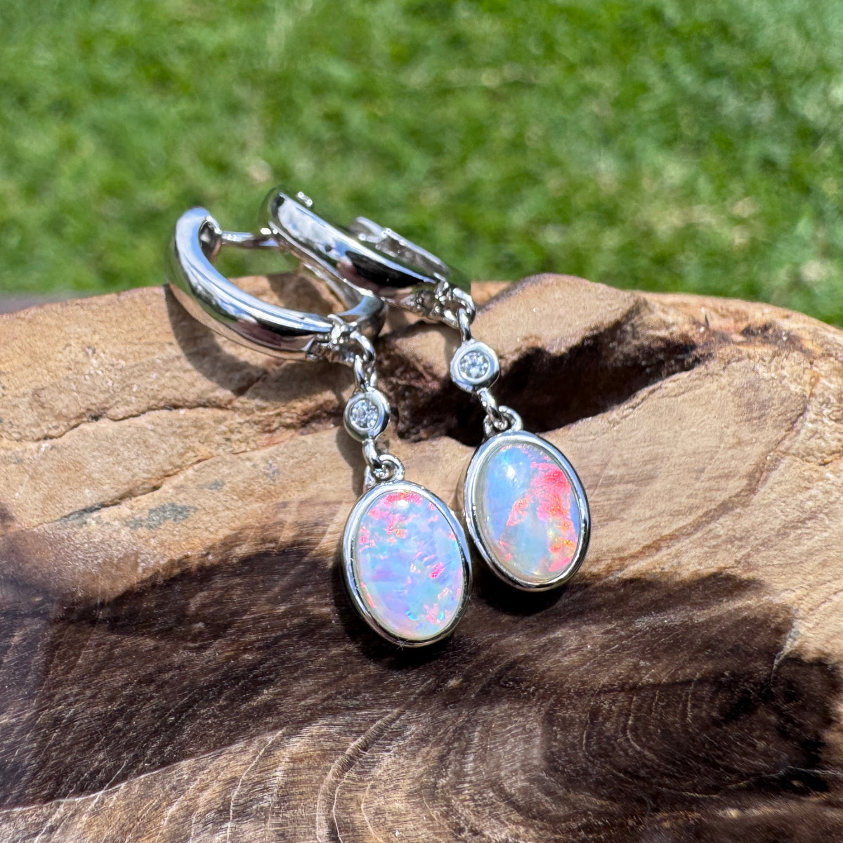 1.4ct Coober Pedy Opal Huggie Earrings ~ 'Kiama Drops' | 925 Sterling Silver | Solid Australian Opal