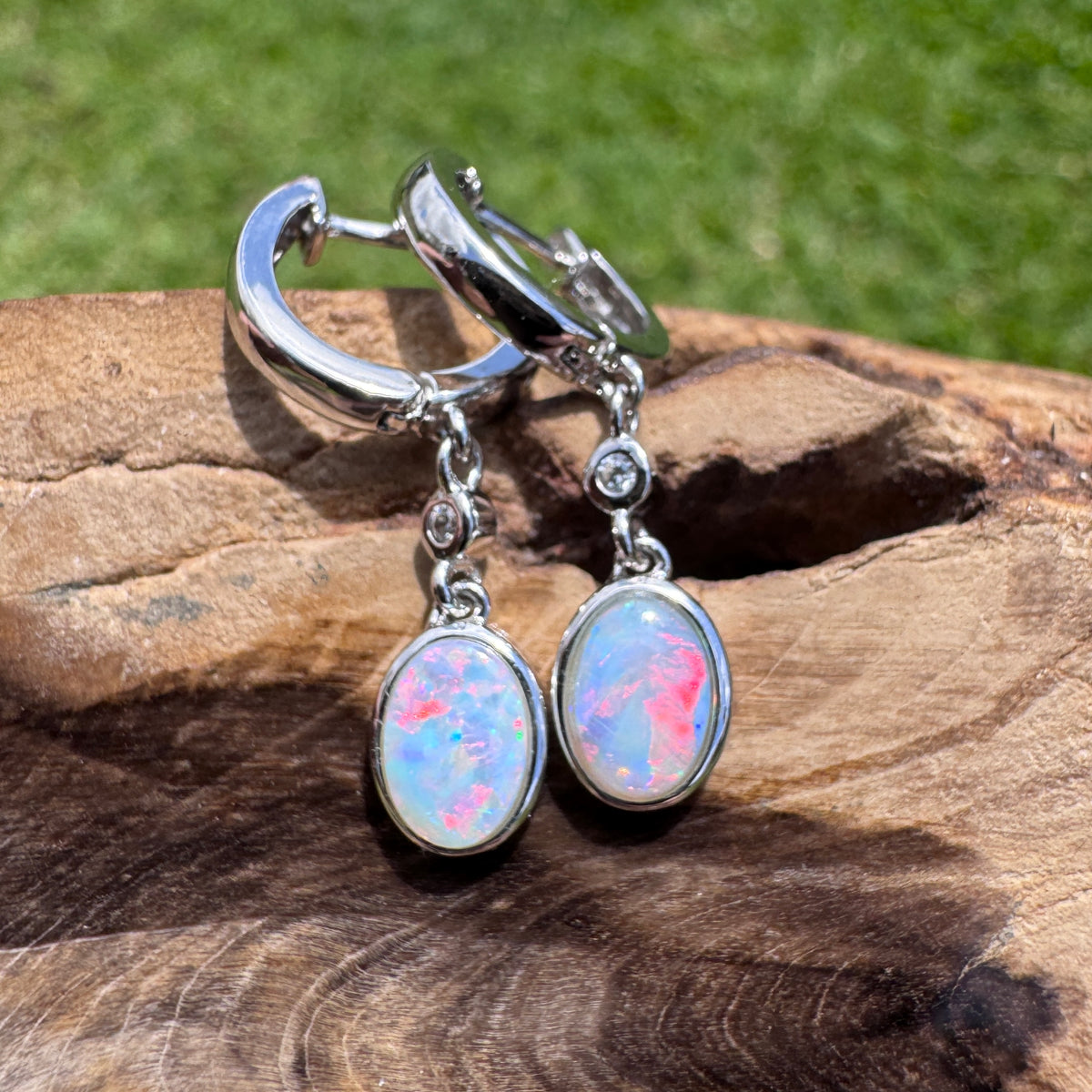 1.4ct Coober Pedy Opal Huggie Earrings ~ 'Kiama Drops' | 925 Sterling Silver | Solid Australian Opal