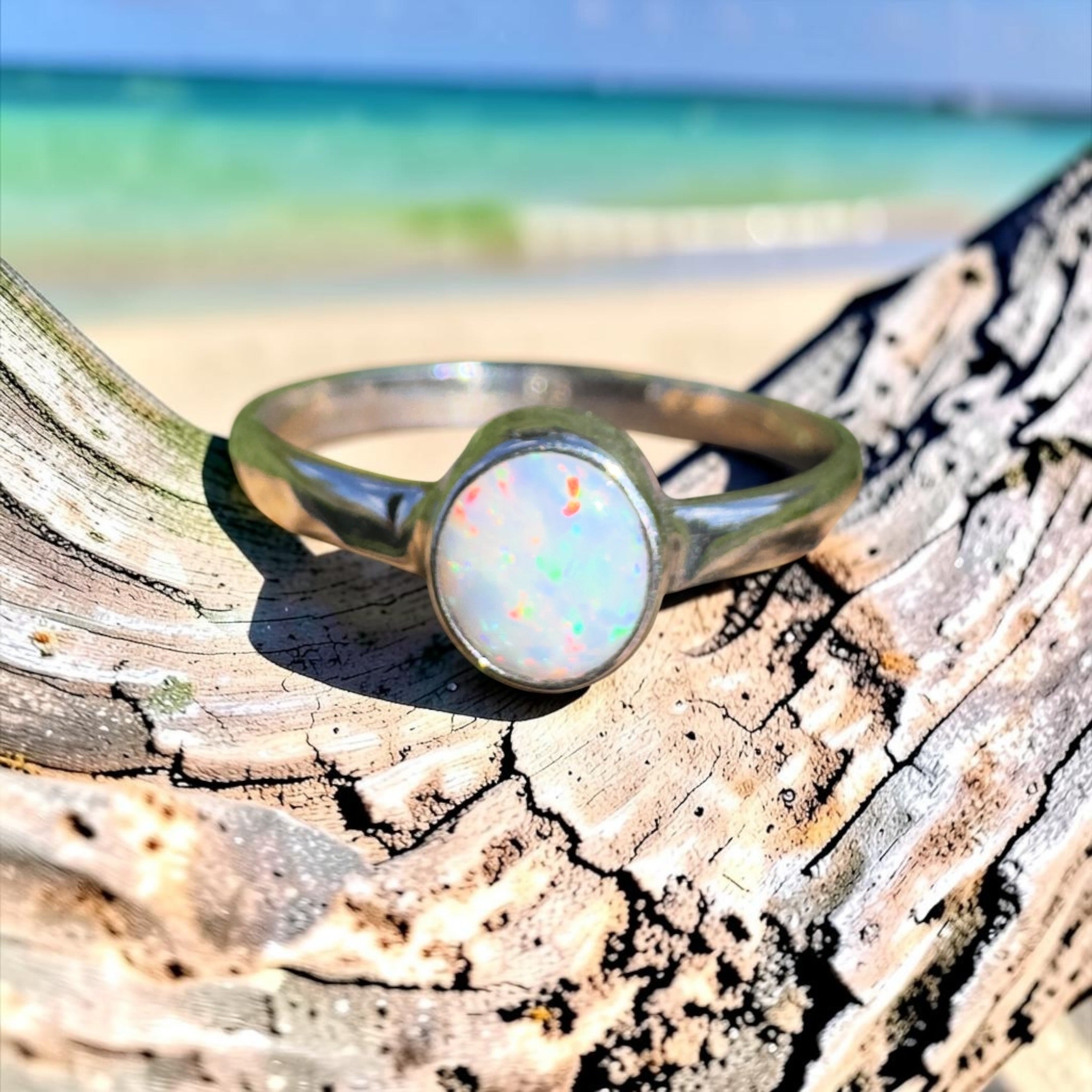 0.4ct Coober Pedy Opal Ring ~ 'Opal Basin Glimmer' | 925 Sterling Silver | Solid Australian Opal