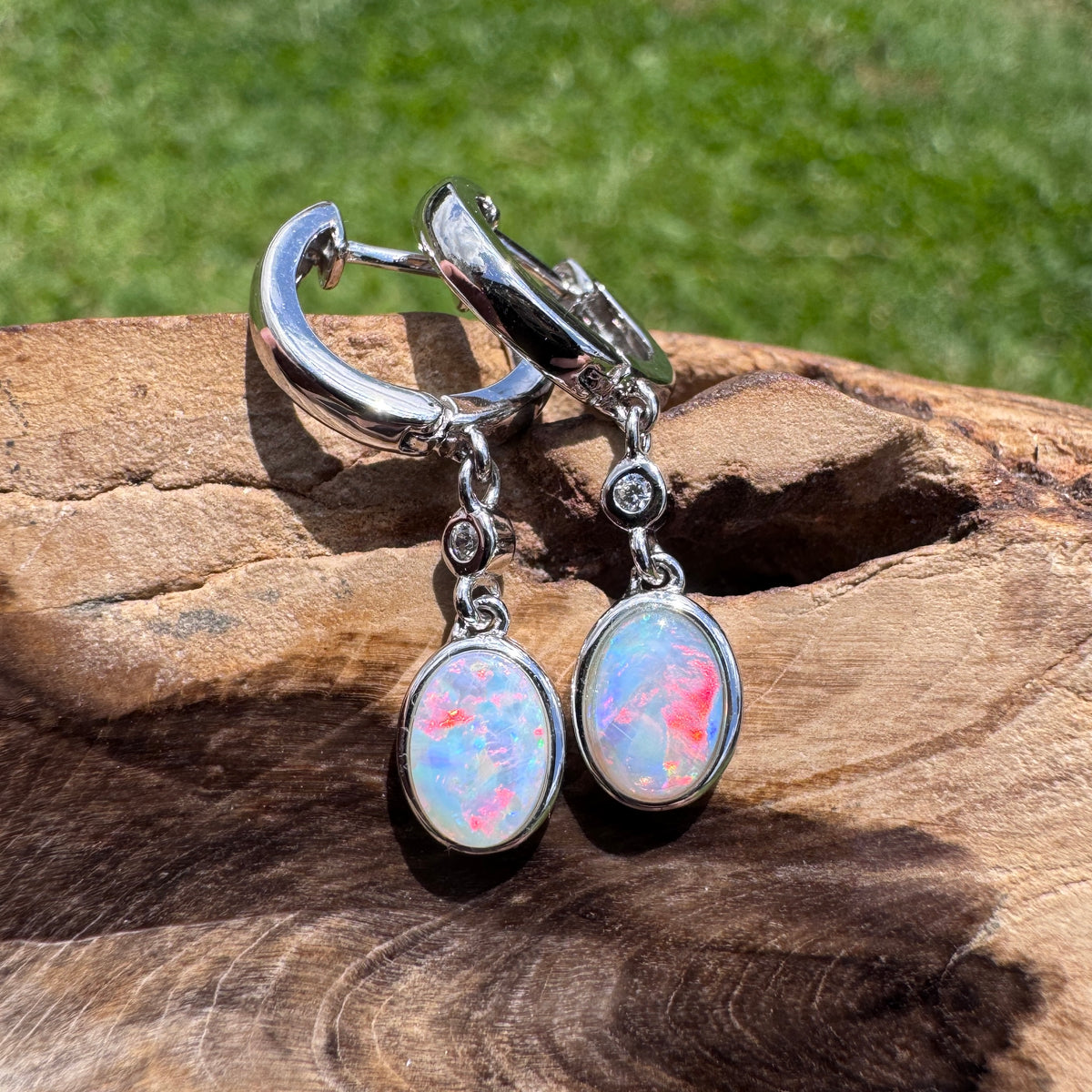 1.4ct Coober Pedy Opal Huggie Earrings ~ 'Kiama Drops' | 925 Sterling Silver | Solid Australian Opal