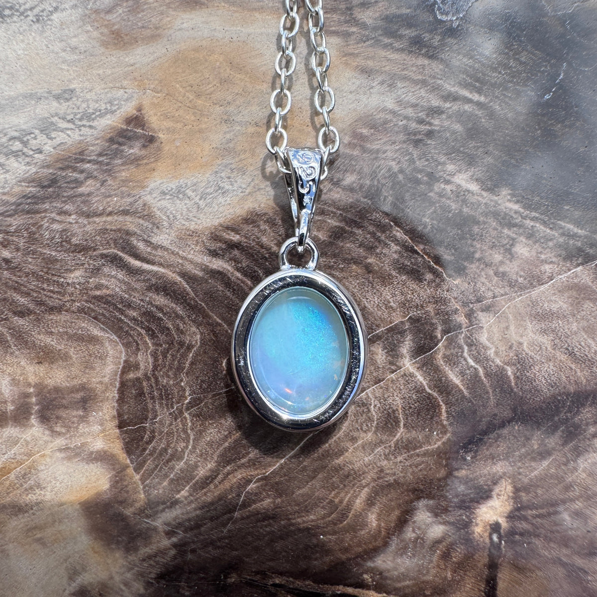 1ct Coober Pedy Opal Pendant Necklace ~ 'Victor Harbor Lace' | 925 Sterling Silver | Solid Australian Opal