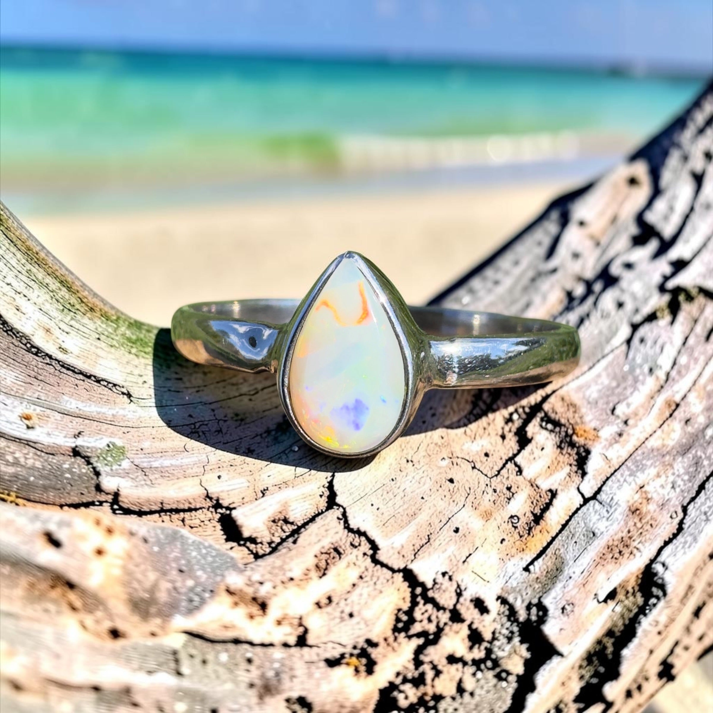 1.2ct Coober Pedy Opal Ring ~ 'Broome Starlight' | 925 Sterling Silver | Solid Australian Opal